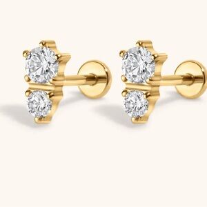 Madison Miru Gaia Gold Flat Back Nap Earrings NIB